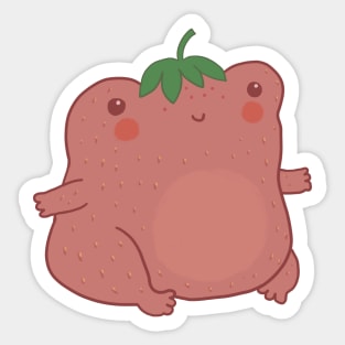 Strawberry Cute Chubby Toad,  Pastel Pink Kawaii Cottagecore Aesthetic Frog Sticker